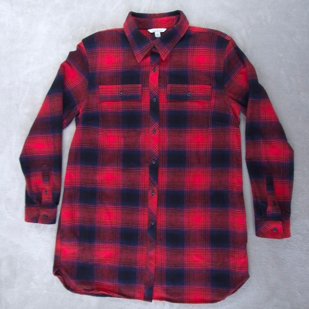 L.L.‎ Bean Shirt Archive Chamois Cloth Buffalo Plaid Large Red Black Button Down